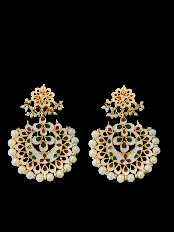 DER383 Kundan earrings with meenakari work ( READY TO SHIP )