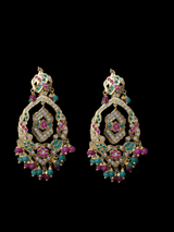 Reshma punjabi Jadau necklace with earrings in ruby emerald (READY TO SHIP)