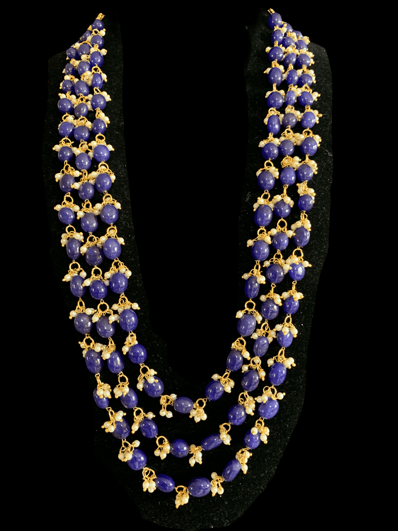 NS307  Piyali beaded necklace - blue   ( READY TO SHIP )