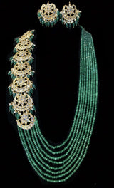 LN82 Darika Multi brooch necklace set ( GREEN ) ( SHIPS IN 4 WEEKS  )