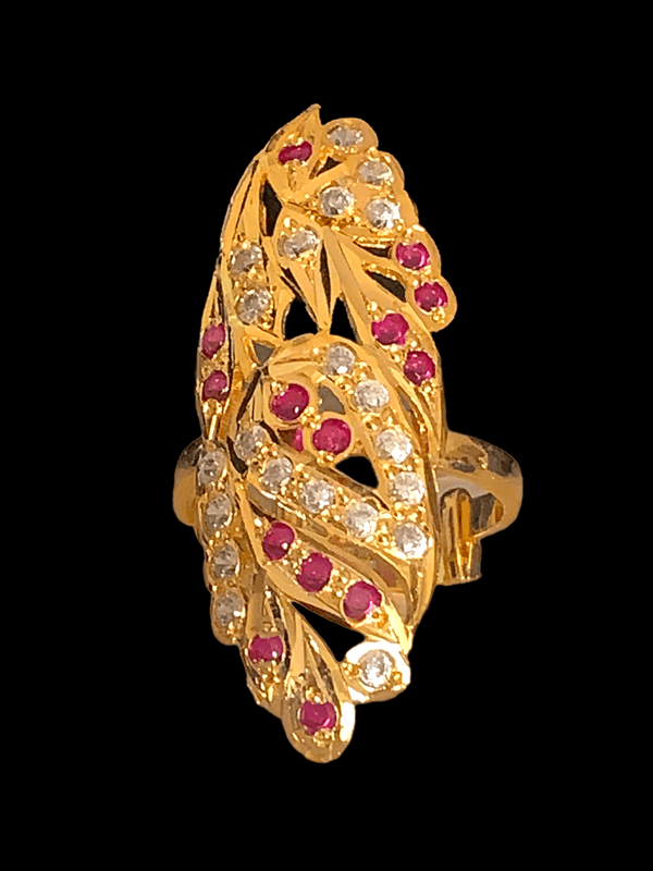 Ruby zircon gold plated silver ring ( READY TO SHIP)