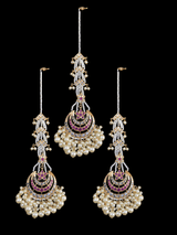 DJET29 Tahura earrings tika in pearls  with ruby ( SHIPS IN 4 WEEKS )