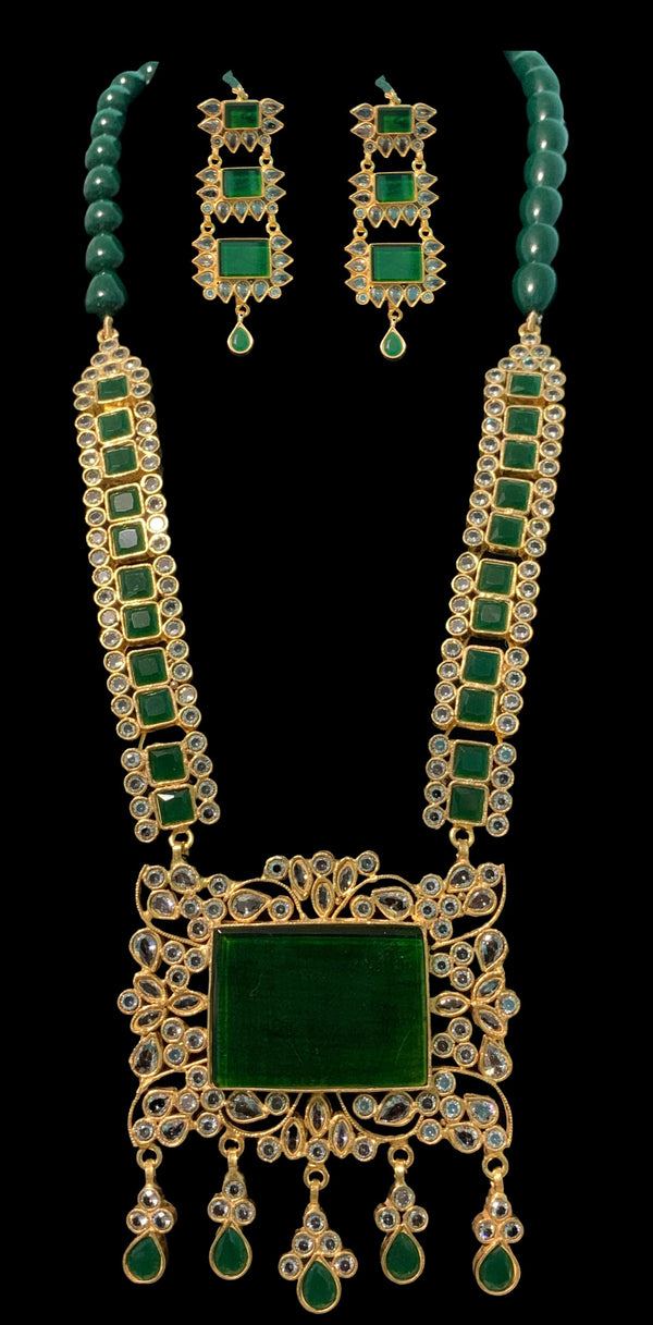 LN11 Farshi kundan long statement necklace set (READY TO SHIP )