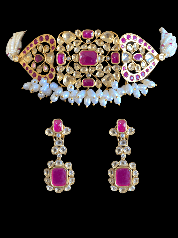 C133 fresh water pearl choker - ruby ( READY TO SHIP)