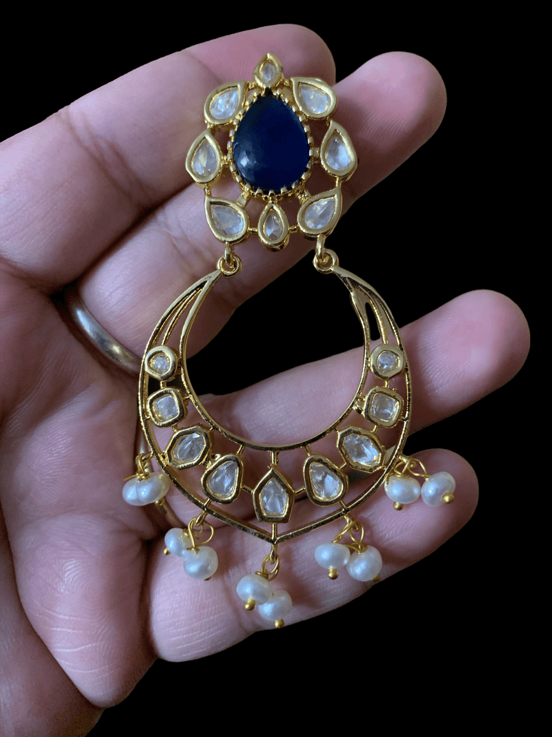 DER66 Evie cz earrings in fresh water pearls - BLUE ( READY TO SHIP)