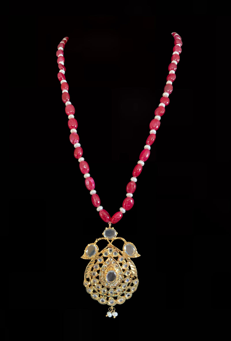 Jugni in ruby beads with fresh water pearls ( READY TO SHIP )