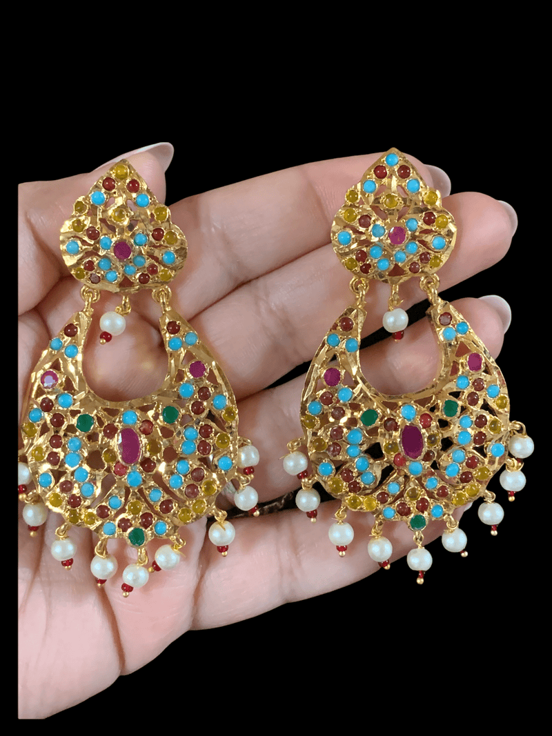 Buy Nida Medium Sized Hyderabadi Jadau Chandbali in Pearls , Indian  Jewellery , Pearl Earrings DER566 Online in India - Etsy