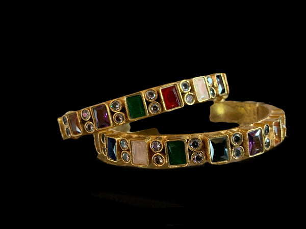 B45 Kundan bangles- multicolor (SHIPS IN 4 WEEKS )