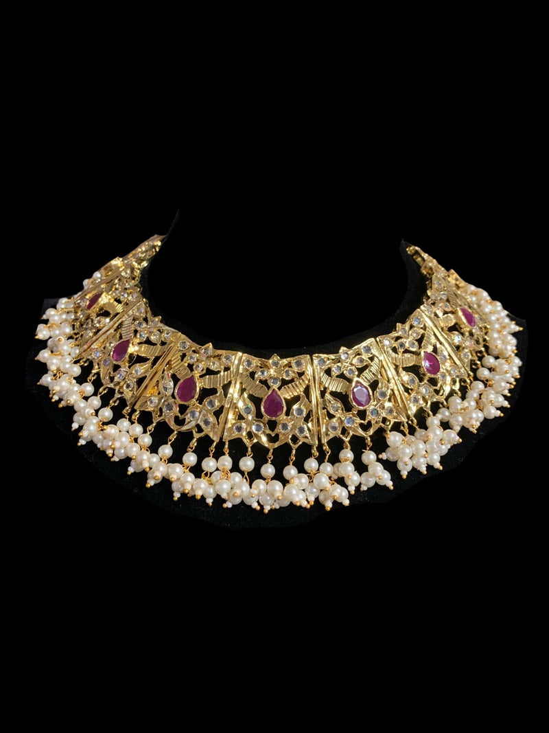 Leah bridal set in rubies and pearls (SHIPS IN 4 WEEKS ) – Deccan Jewelry