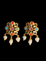 Malavika Multicolor / navratan flower necklace set  (READY TO SHIP )