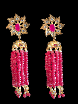 DER46 Roosa jhumka ( red / ruby  ) ( READY TO SHIP )
