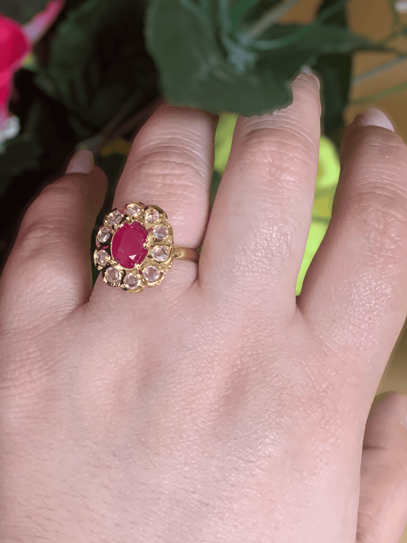 R26 Hyderabadi ruby  ring ( SHIPS IN 4 WEEKS )