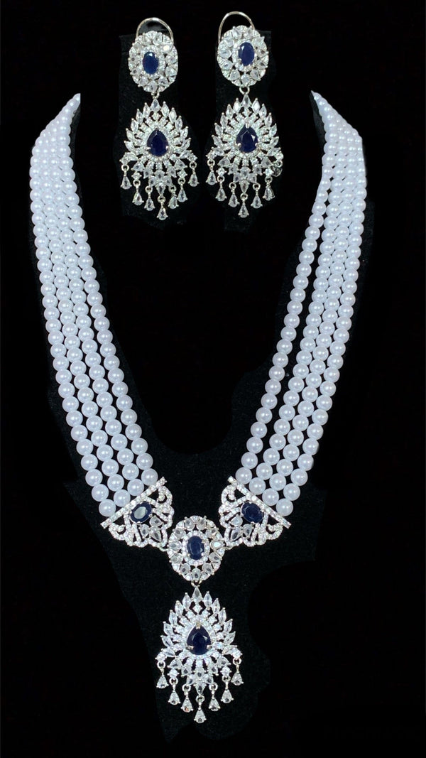 Manahil cz set sapphire ( READY TO SHIP)   )