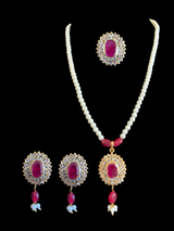 PS419 MEYAM Hyderabadi pendant set in ruby ( READY TO SHIP)