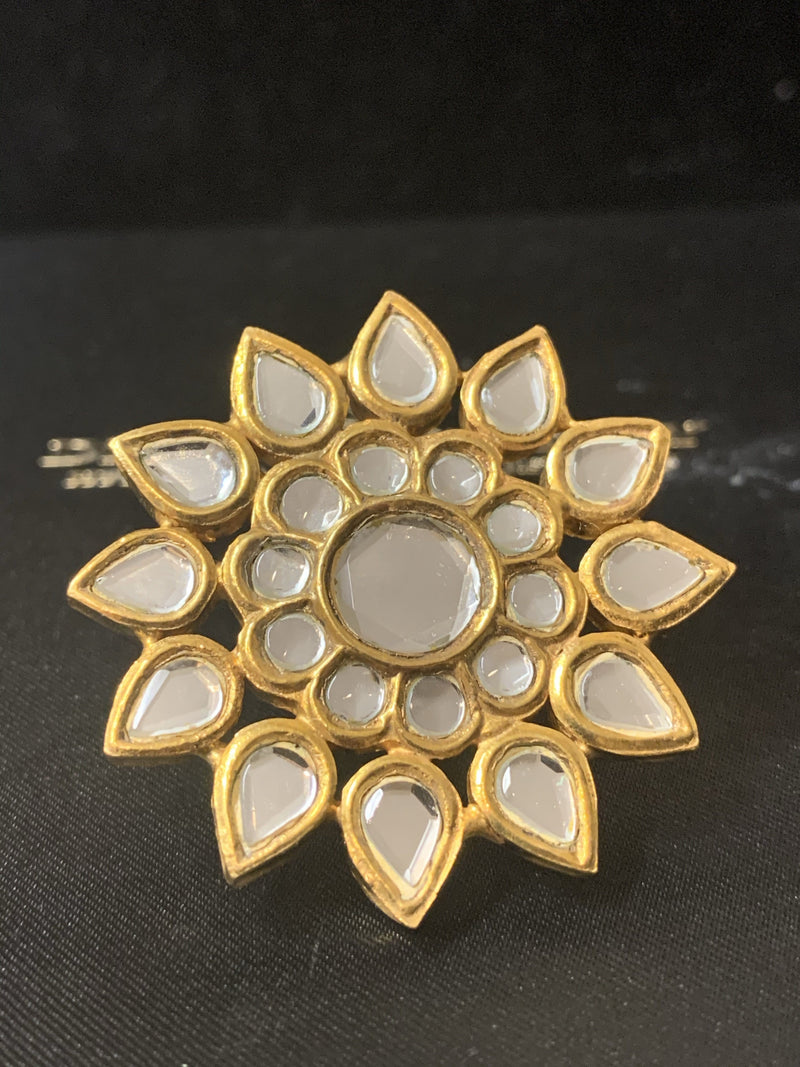 R6 Kundan flower ring ( READY TO SHIP )