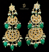 Irina Kundan statement earrings( emerald ) (READY TO SHIP)