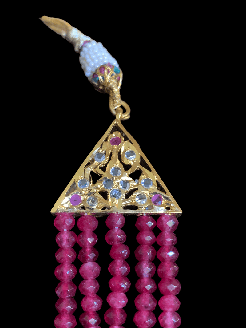 LN109 EKTA Hyderabadi necklace set in ruby beads ( SHIPS IN 4 WEEKS )