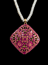 PS114 Ramla pendant set in fresh water pearls - Ruby ( READY TO SHIP)