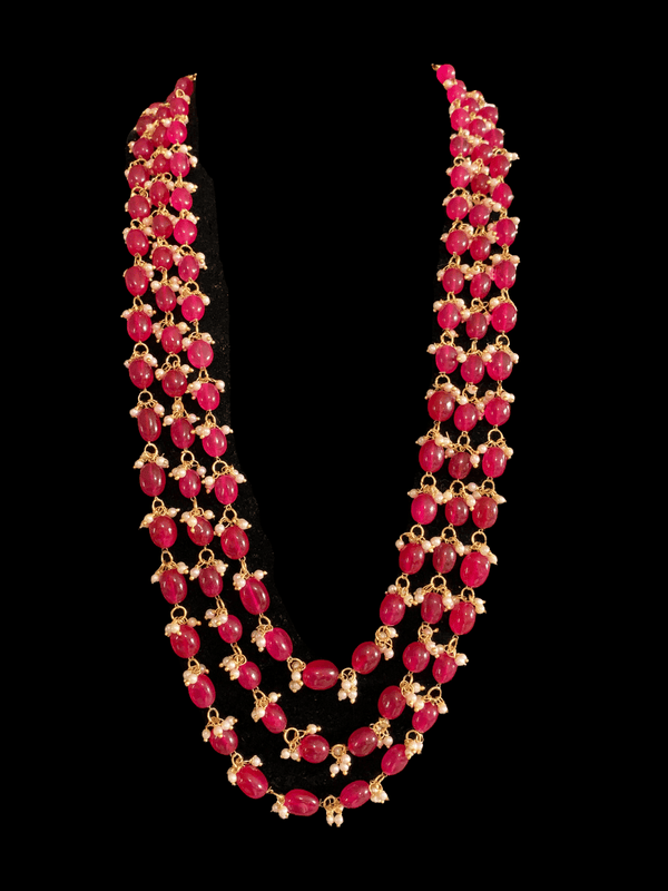 Piyali beaded necklace - ruby pink  ( SHIPS in 4 WEEKS )