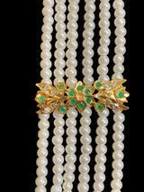 LN168 long Rani haar in pearls and green beads ( READY TO SHIP)