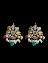 NS327 Alea punjabi Jadau necklace  set - ruby emerald   (READY TO SHIP)