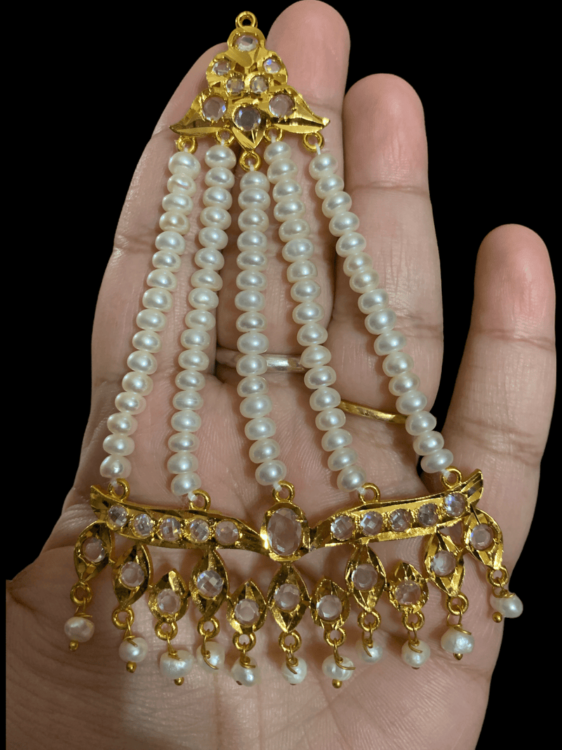 DER72 Hyderabadi jhoomar earrings in fresh water pearls ( SHIPS IN 3 WEEKS )