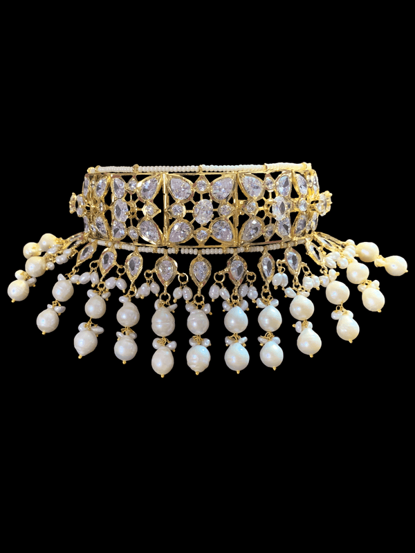 C174 Sonam jadavi lacha choker and jhumka  in fresh water pearls ( SHIPS IN 4 WEEKS)