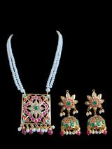 PS422 Navratan  jadau pendant set with jhumka ( READY TO SHIP)