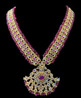 NS110 Ujwala Hyderabadi ruby necklace set with earrings (READY TO SHIP )