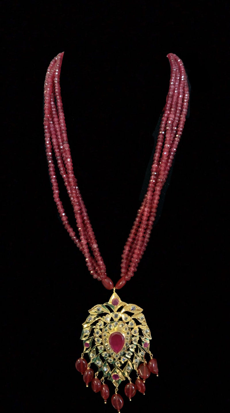 Alvira pan necklace set in onyx ruby beads (READY TO SHIP ) – Deccan ...
