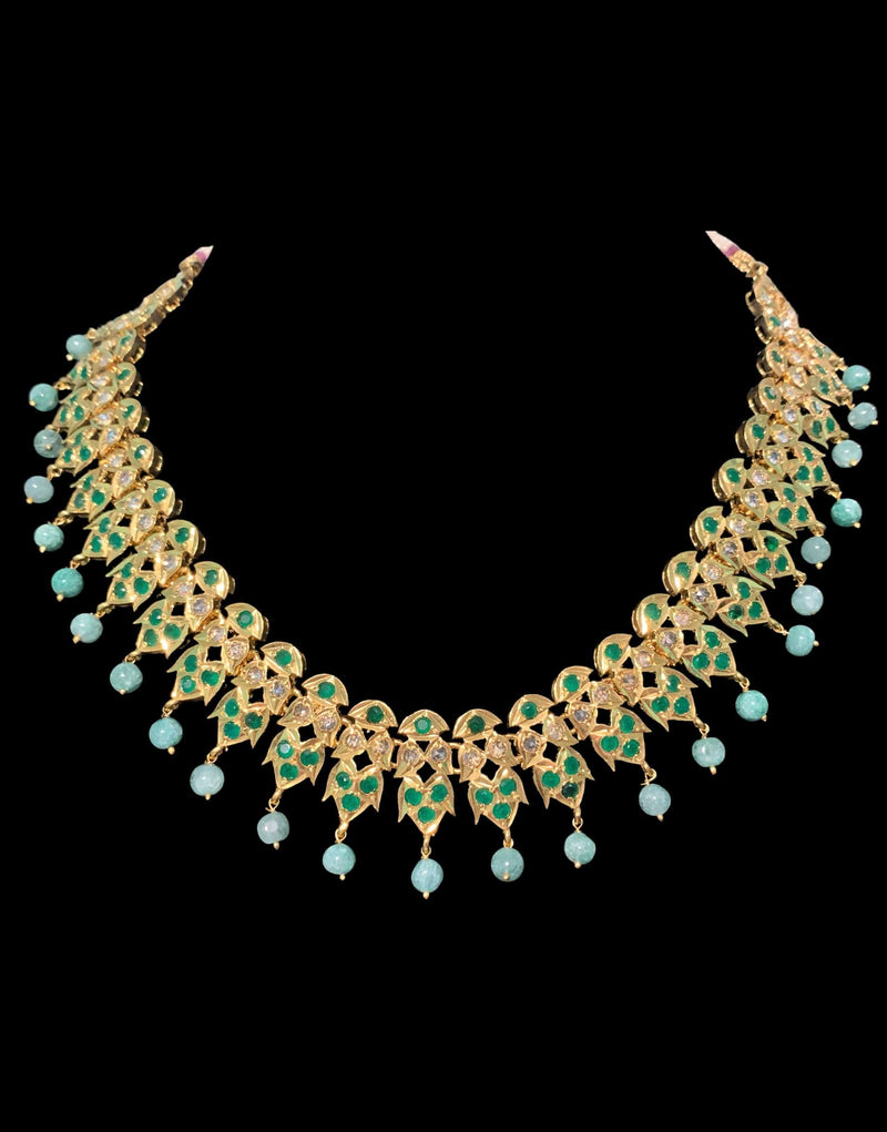 NS133 barfi necklace set (Green ) (READY TO SHIP)