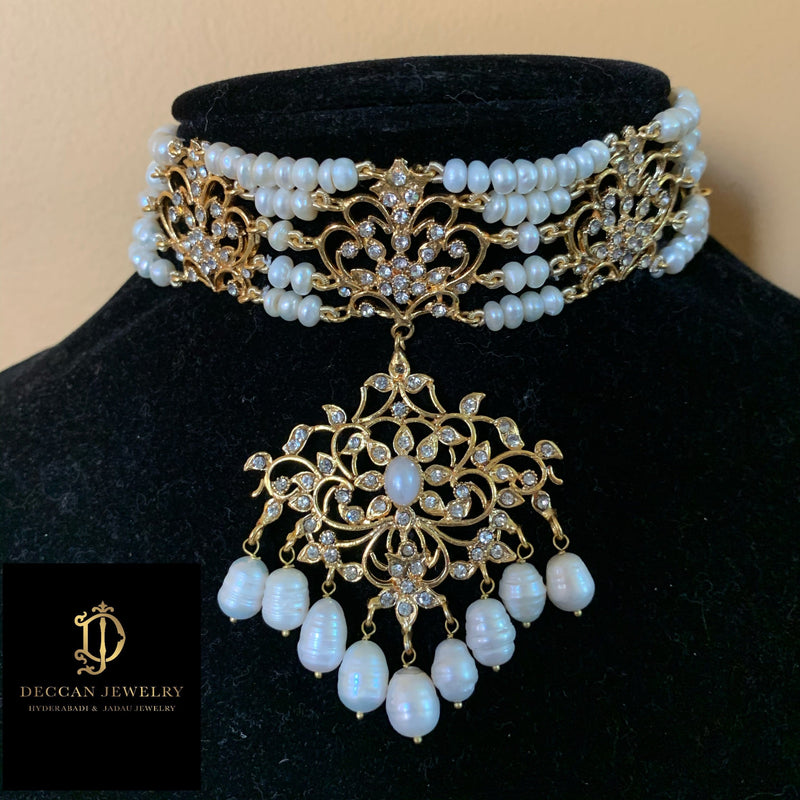 Niya bridal set in fresh water pearls (SHIPS IN 3 WEEKS ) – Deccan Jewelry