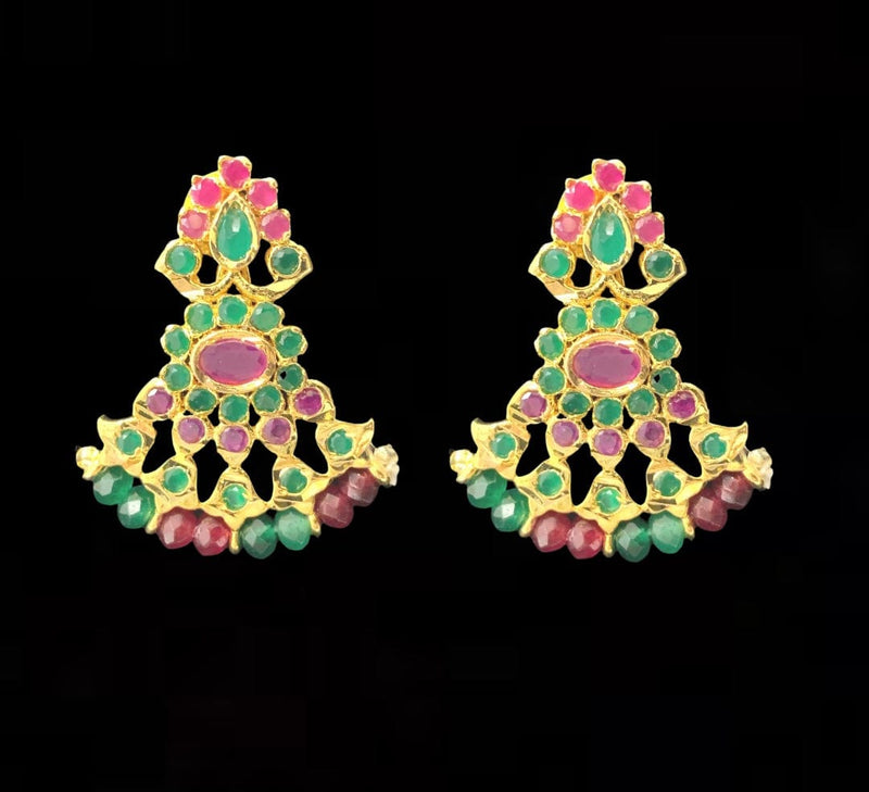 NS108  Ujwala Hyderabadi ruby emerald  necklace set with earrings (READY TO SHIP )