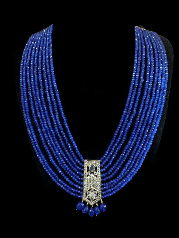 LN30 Indu long blue beads haar (SHIPS IN 4 WEEKS   )