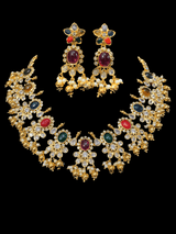 NS30 Navratan cz necklace set ( READY TO SHIP )