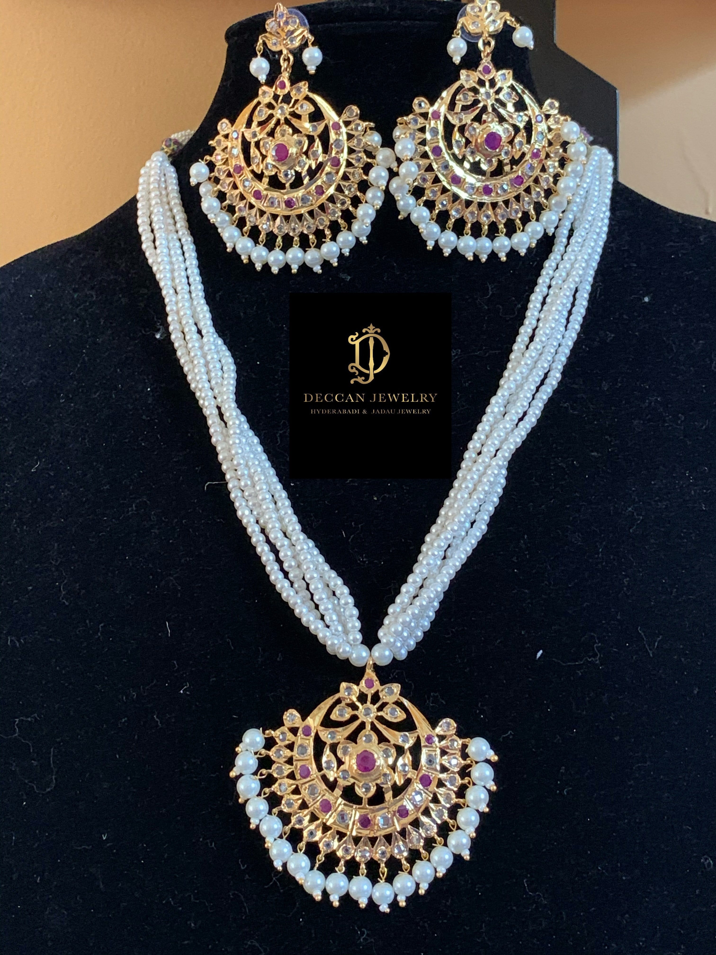 Nihar pendant set ( rubies ) (READY TO SHIP) – Deccan Jewelry