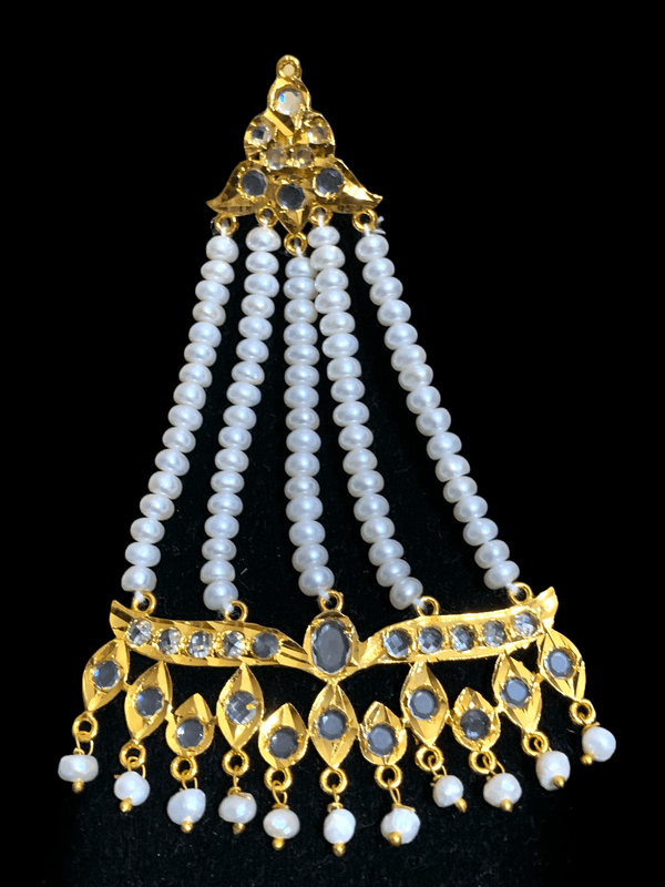 DER72 Hyderabadi jhoomar earrings in fresh water pearls ( SHIPS IN 3 WEEKS )