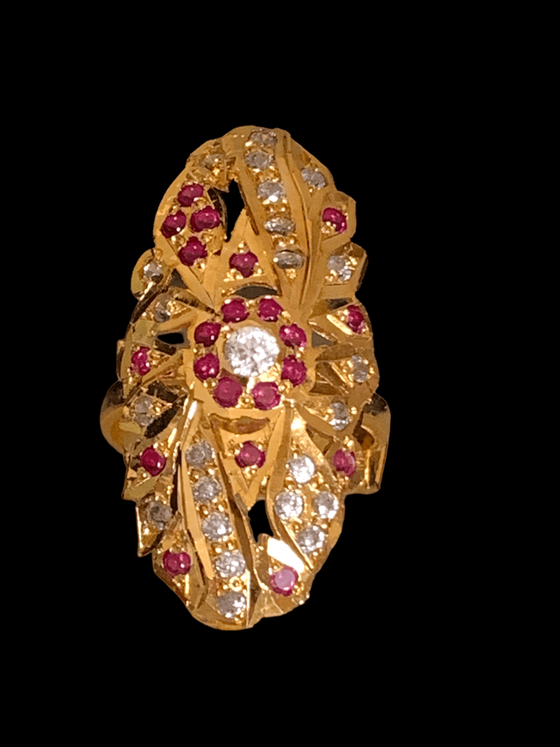 Ruby zircon gold plated silver ring ( READY TO SHIP)