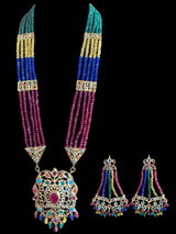 LN90  Cassie rani haar with earrings in Navratan  beads ( READY TO SHIP )