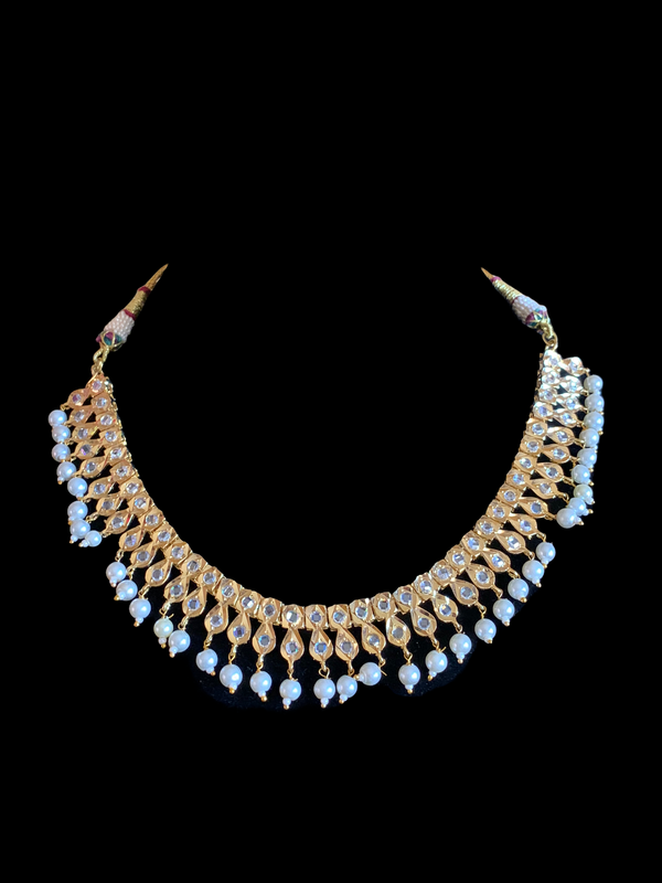 NS376 Barfi necklace in pearls (SHIPS IN 4 WEEKS )