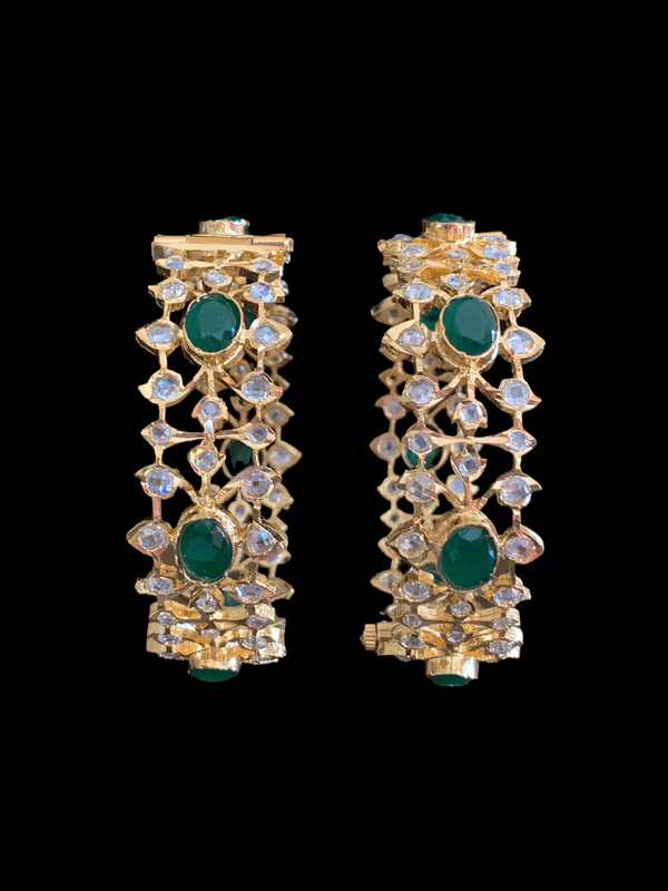 A close-up view of the sparkling gems and breathtaking emerald stones