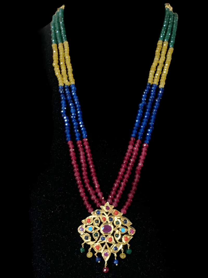 NS214 Meeraj necklace set ( navratan   ) ( READY TO SHIP )