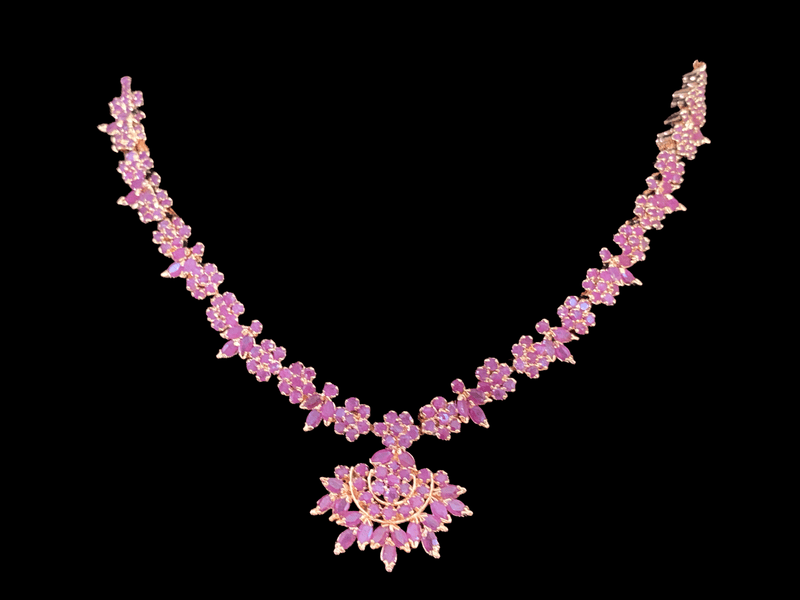 NEELAM -N04 , ruby gold plated necklace set ( READY TO SHIP)