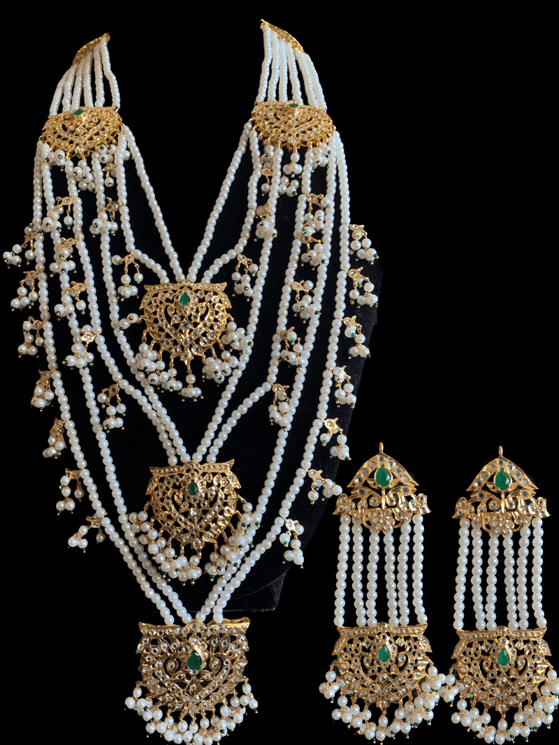 SAT62 Maahi bridal Hyderabadi three layered necklace with earrings ( READY TO SHIP )