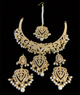 NS61 Taseen necklace set in pearls  (READY TO SHIP )
