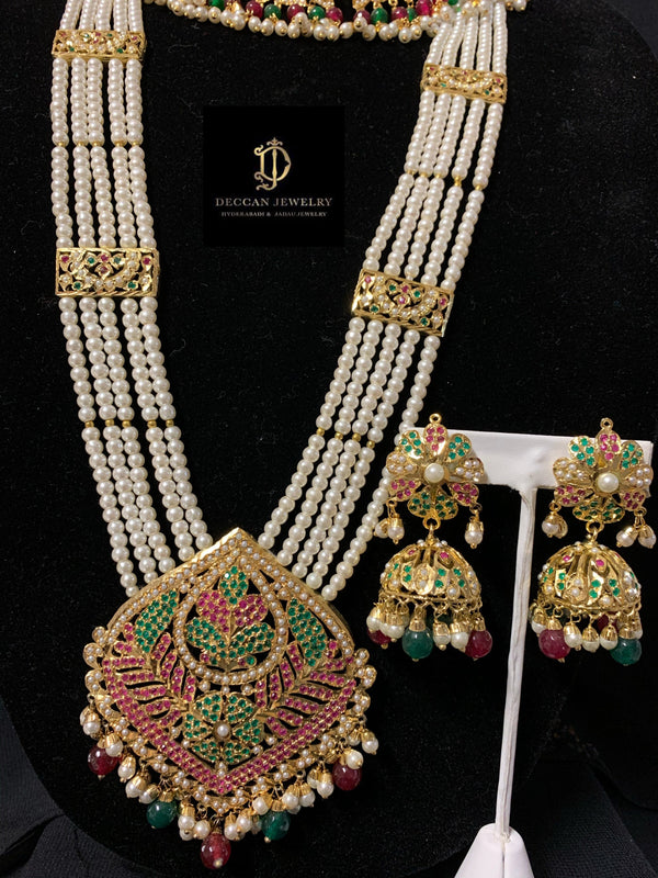 Rooma jadau bridal set in ruby emerald (SHIPS IN 3 WEEKS )