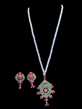 PS32 Ruby emerald pendant set in fresh water pearls ( READY TO SHIP )