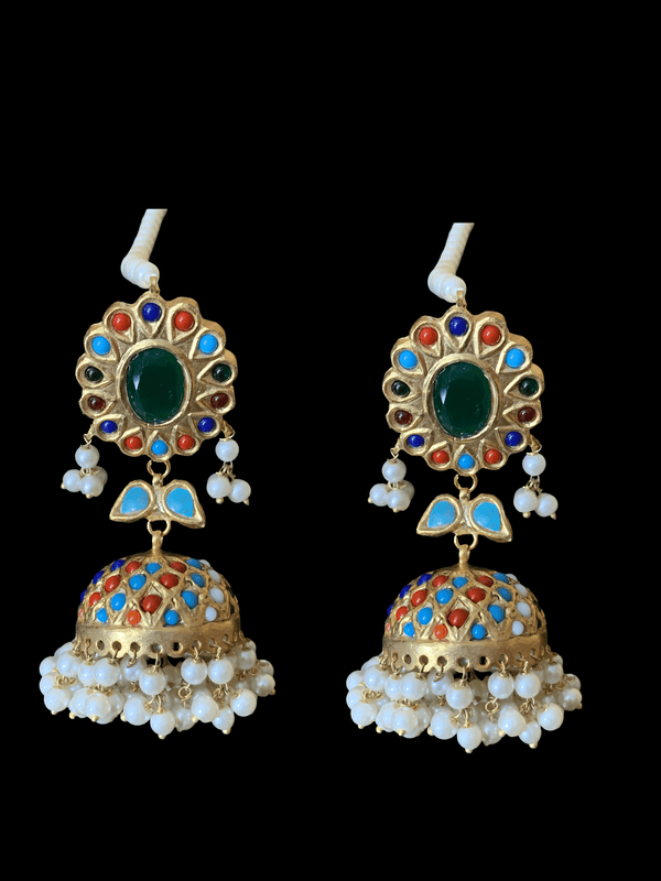 Nisha  kundan meenakari jhumka , (READY TO SHIP )