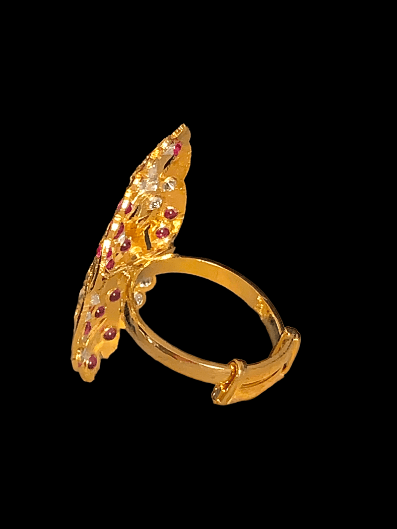 Ruby zircon gold plated silver ring ( READY TO SHIP)