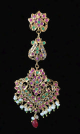 DER413 Afreen long statement earrings with fresh water pearls ( READY TO SHIP )